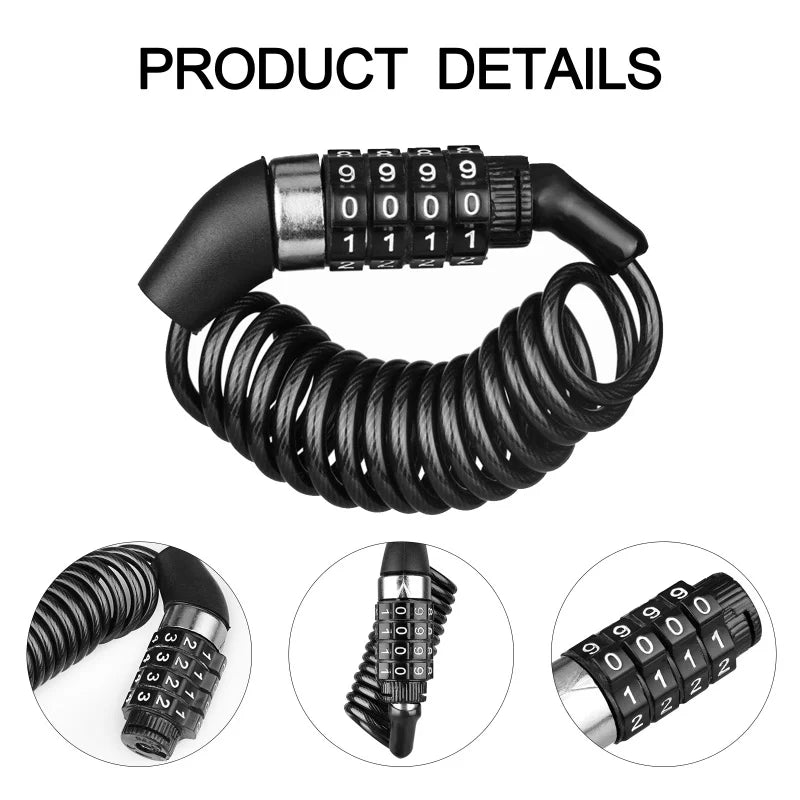 Helmet & Bike Lock – 4-Digit Anti-Theft Cable Lock