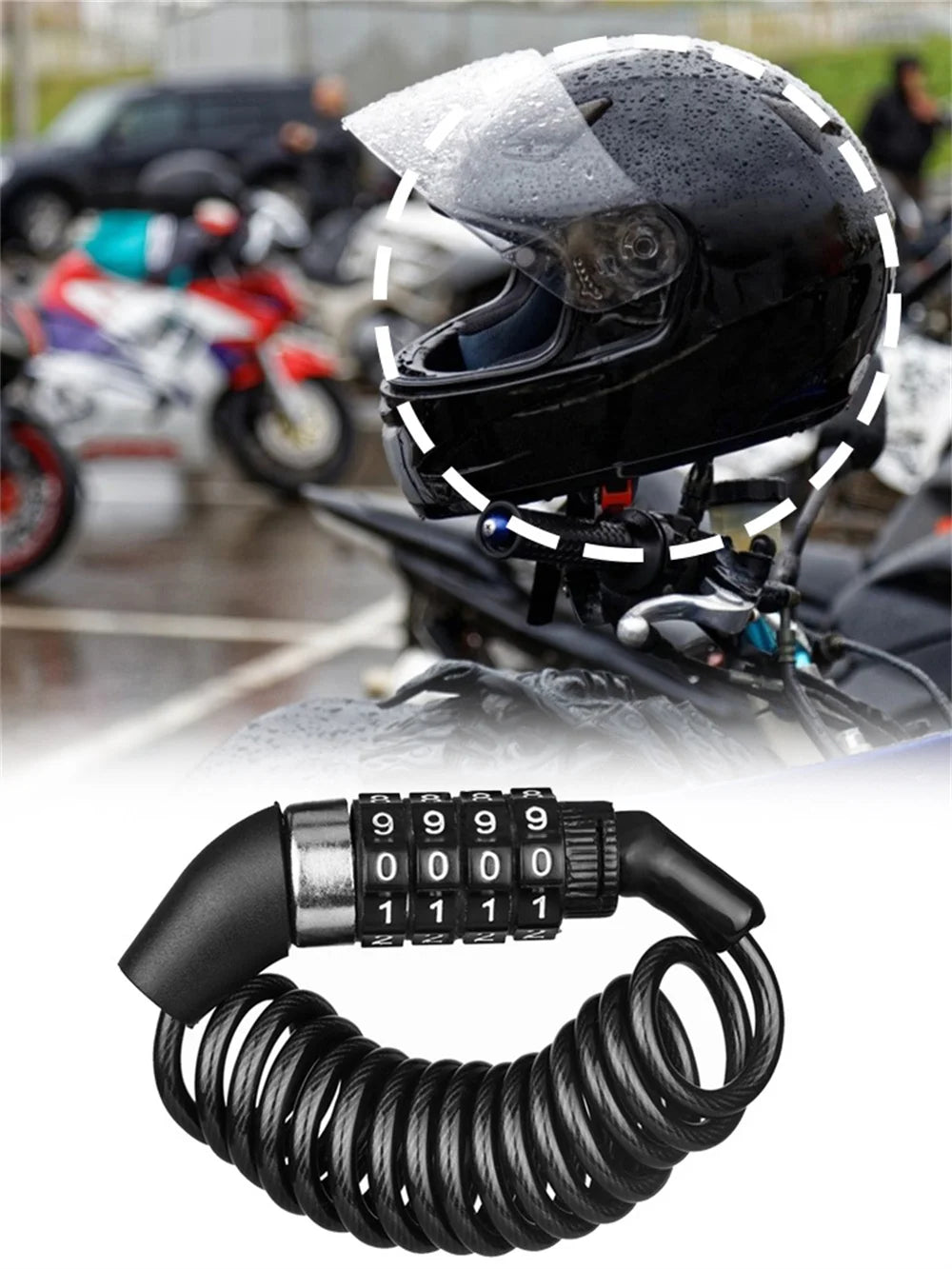 Helmet & Bike Lock – 4-Digit Anti-Theft Cable Lock