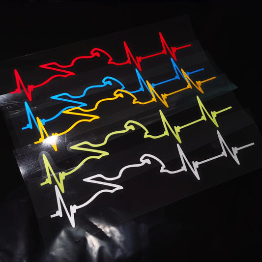 Motorcycle Heartbeat Reflective Decal Sticker – Waterproof Vinyl